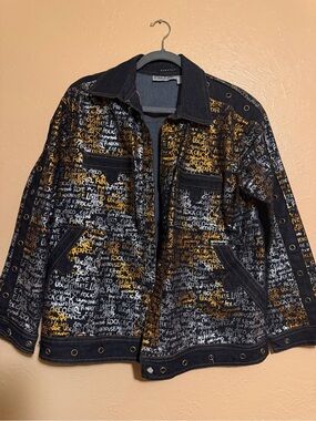 Erica Brooke Black & Gold Graffiti Denim Jacket